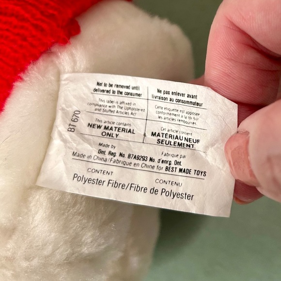 Christmas Themed Stuffed Bear with Red, Green, & White Sweater & Hat-Ornament - Picture 4 of 4